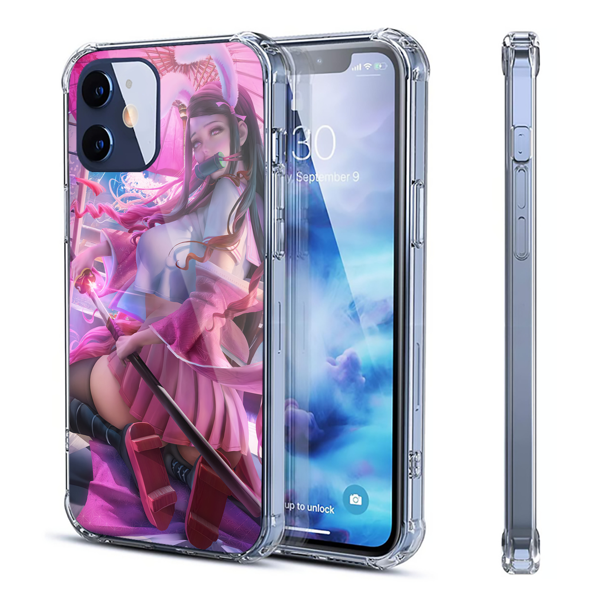 （画像用） 鬼滅の刃（きめつのやいば）竈門 禰󠄀豆子／かまど ねずこ Kamado Nezuko 【iPhone 12シリーズ対応】透明スマホケース（クリアソフトケース）
